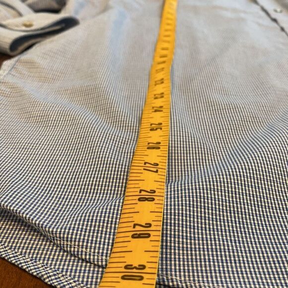 Calvin Klein Men’s Blue Checked Button Up Shirt Size 17.5 Old Money - Picture 8 of 10